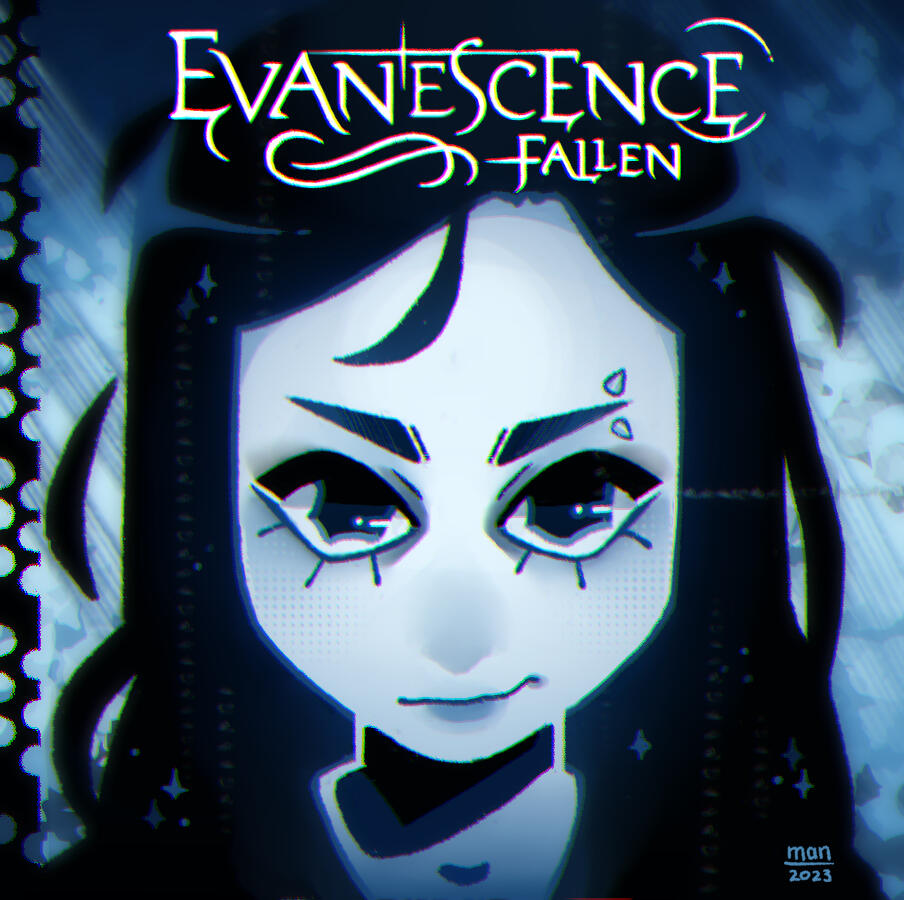 A stylized redrawing of the Evanescence "Fallen" album cover