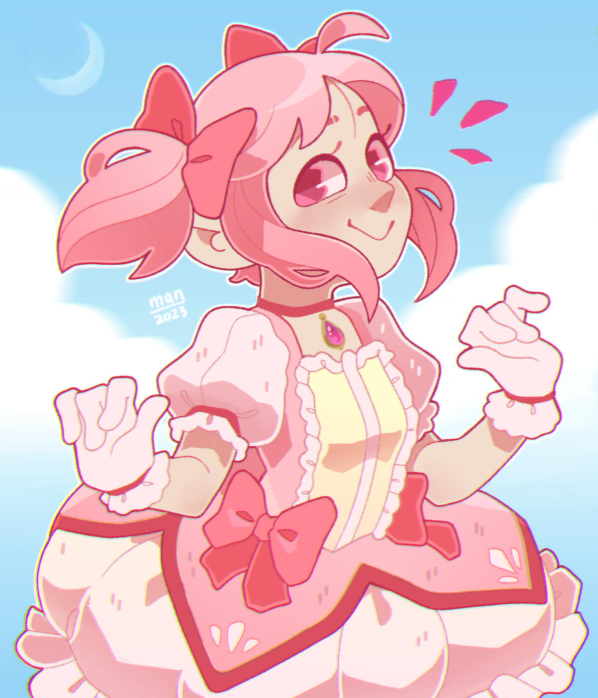 An illustration of Madoka from the hit anime, Madoka Puella Magica.
